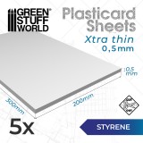 Styrene sheets 0.5 mm Pack x5