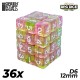 36x D6 12mm Dice - Clear Lime and Pink