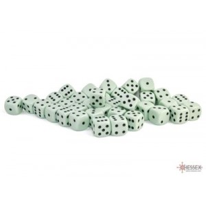 Chessex Opaque Pastel Green/black 12mm d6 Dice Block (36 dice)