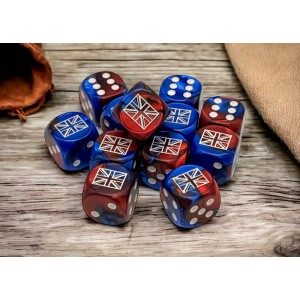 WW2 dice United Kingdom Gemini Blue-Red/white 16mm d6 Dice Block (12 dice)