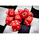 WW2 dice Japan Opaque Red/white 16mm d6 Dice Block (12 dice)