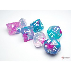 Chessex 7 Die Sets - Nebula TM Wisteria/white Luminary 7-Die Set