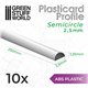 ABS Plasticard - Profile SEMICIRCLE 2.5 mm