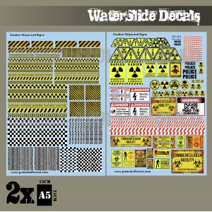 Waterslide Decals - Caution Strips and Signs