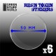 6x Resin Token Stickers 50mm