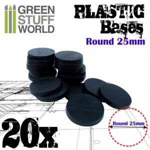 GSW Plastic Bases - 20x Round 25mm