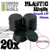 GSW Plastic Bases - 20x Round Lip 30mm