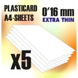 ABS Plasticard A4 - 0,16mm COMBOx5 sheets