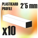 ABS Plasticard - Profile SQUARED ROD 2.5mm