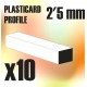 ABS Plasticard - Profile SQUARED ROD 2.5mm