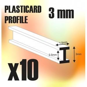 ABS Plasticard - Profile DOUBLE-T 3 mm
