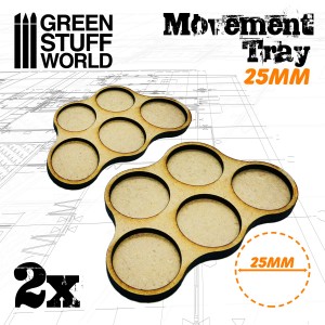 MDF Movement Trays 25mm x5 - Skirmish