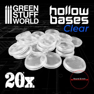Hollow Plastic Bases - TRANSPARENT - 32mm