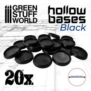 Hollow Plastic Bases - BLACK - 32mm
