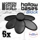 Hollow Plastic Bases - BLACK Oval 75x42mm