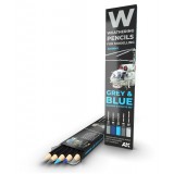 Watercolor Pencil Set Grey and Blue Camouflages