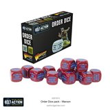 Bolt Action Orders Dice Pack - Maroon (12)