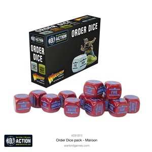 Bolt Action Orders Dice Pack - Maroon (12)