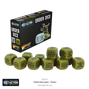 Bolt Action Orders Dice Pack - Green (12)