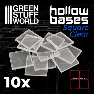 Plastic CLEAR Square Hollow Base 40mm