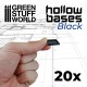 Hollow Black Plastic Bases - Square 20 mm