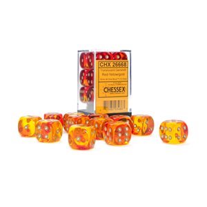 Gemini 16mm d6 Translucent Red-Yellow/gold Dice Block (12 dice)