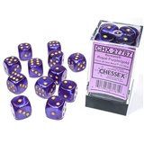 Chessex Borealis 16mm d6 Royal Purple/gold Luminary Dice Block (12 dice)