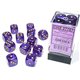 Chessex Borealis 16mm d6 Royal Purple/gold Luminary Dice Block (12 dice)