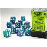 Chessex 16mm d6 with pips Dice Blocks (12 Dice) - Festive Waterlily/white