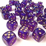 Chessex Borealis 12mm d6 Royal Purple/gold Luminary Dice Block (36 dice)