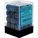 Chessex Signature 12mm d6 with pips Dice Blocks (36 Dice) – Phantom Teal w/gold