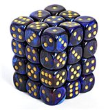 Chessex Signature 12mm d6 with pips Dice Blocks (36 Dice) - Scarab Royal Blue w/gold