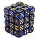 Chessex Signature 12mm d6 with pips Dice Blocks (36 Dice) - Scarab Royal Blue w/gold