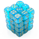 Chessex Borealis 12mm d6 Teal/gold Luminary Dice Block (36 dice)