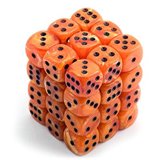 Chessex Signature 12mm d6 with pips Dice Blocks (36 Dice) - Vortex Orange w/black