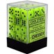 Chessex Signature 12mm d6 with pips Dice Blocks (36 Dice) - Vortex Bright Green w/black