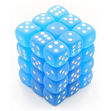 Chessex Signature 12mm d6 with pips Dice Blocks (36 Dice) - Frosted Caribbean Blue w/white