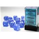 Chessex 16mm d6 with pips Dice Blocks (12 Dice) - Frosted Blue w/white