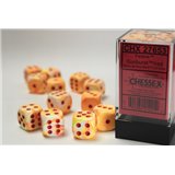 Chessex 16mm d6 with pips Dice Blocks (12 Dice) - Festive Sunburst w/red