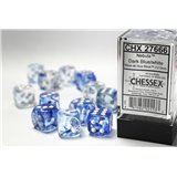 Chessex 16mm d6 with pips Dice Blocks (12 Dice) - Nebula Dark Blue w/white