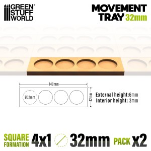 MDF Movement Trays 32mm 4x1 - Skirmish Lines