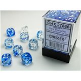 Chessex Nebul  12mm d6 Dark Blue-White Dice Block (36)