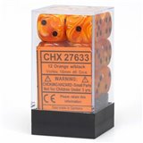Chessex 16mm d6 Vortex Orange w/black with pips Dice Blocks (12 Dice)