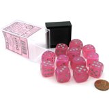 Chessex Borealis 16mm d6 Pink/silver Luminary Dice Blocks (12 Dice)