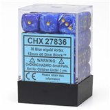 Chessex Vortex 12mm d6 Blue-Gold Signature Dice Block (36)