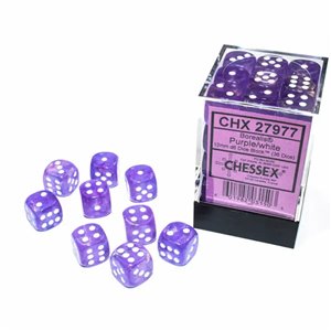 Chessex Borealis 12mm d6 Purple/white Luminary Dice Block (36)