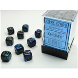 Chessex Lustrous 12mm d6 Shadow-Gold with pips Dice Block (36 Dice)